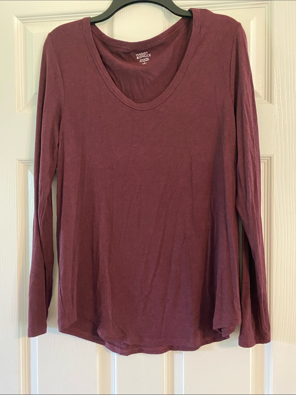 Market & Spruce Long Sleeve Scoop Neck Top - Plum